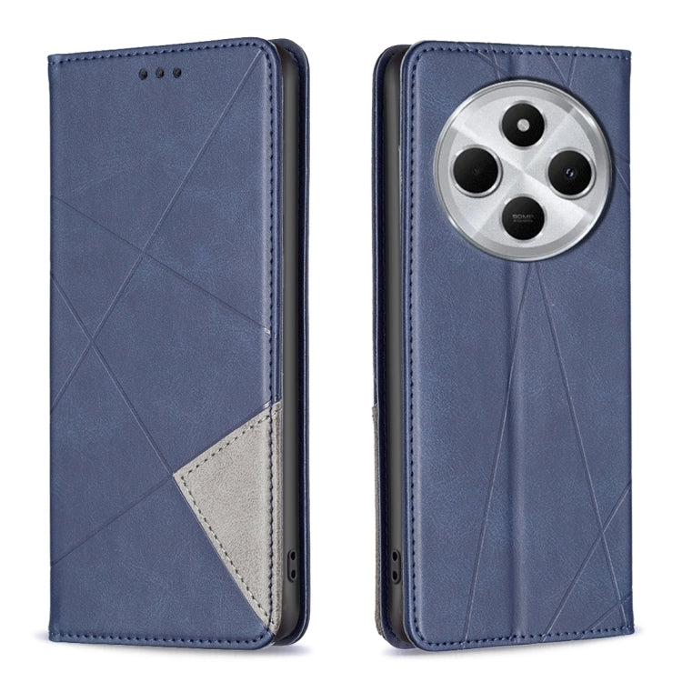 Rhombus Texture Magnetic Leather Phone Case, For Redmi 14C 4G