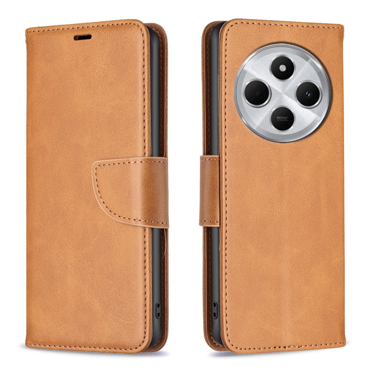 Lambskin Texture Pure Color Flip Leather Phone Case, For Redmi 14C 4G