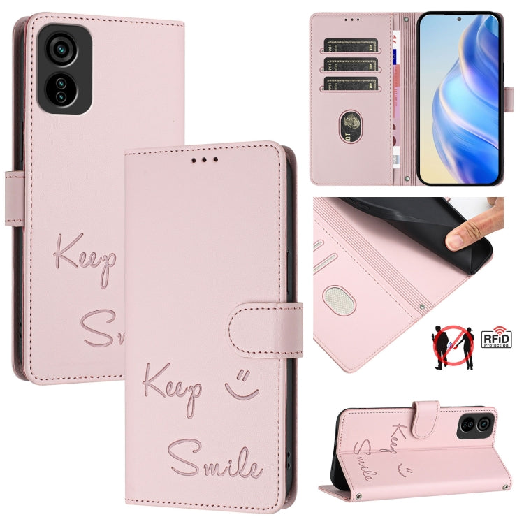 Smile Embossing RFID Leather Phone Case, For Tecno Camon 50 Pro 4G, For Tecno Camon 50 4G, For Tecno Spark Slim 5G, For Tecno Pop 10 / Infinix Smart 10 4G, For Tecno Camon 40 Pro 4G, For Tecno Camon 40 Premier, For Tecno Camon 40 4G                    ...