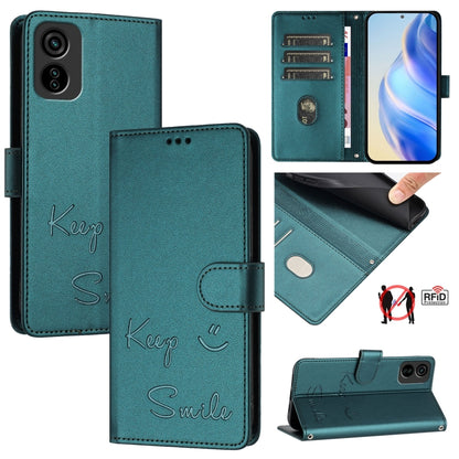Smile Embossing RFID Leather Phone Case, For Tecno Camon 50 Pro 4G, For Tecno Camon 50 4G, For Tecno Spark Slim 5G, For Tecno Pop 10 / Infinix Smart 10 4G, For Tecno Camon 40 Pro 4G, For Tecno Camon 40 Premier, For Tecno Camon 40 4G                    ...