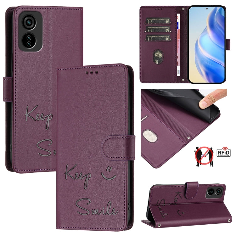 Smile Embossing RFID Leather Phone Case, For Tecno Camon 50 Pro 4G, For Tecno Camon 50 4G, For Tecno Spark Slim 5G, For Tecno Pop 10 / Infinix Smart 10 4G, For Tecno Camon 40 Pro 4G, For Tecno Camon 40 Premier, For Tecno Camon 40 4G                    ...