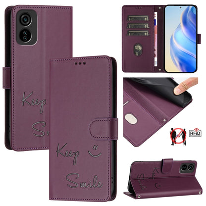 Smile Embossing RFID Leather Phone Case, For Tecno Camon 50 Pro 4G, For Tecno Camon 50 4G, For Tecno Spark Slim 5G, For Tecno Pop 10 / Infinix Smart 10 4G, For Tecno Camon 40 Pro 4G, For Tecno Camon 40 Premier, For Tecno Camon 40 4G                    ...