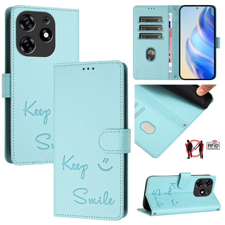Smile Embossing RFID Leather Phone Case, For Tecno Camon 50 Pro 4G, For Tecno Camon 50 4G, For Tecno Spark Slim 5G, For Tecno Pop 10 / Infinix Smart 10 4G, For Tecno Camon 40 Pro 4G, For Tecno Camon 40 Premier, For Tecno Camon 40 4G                    ...