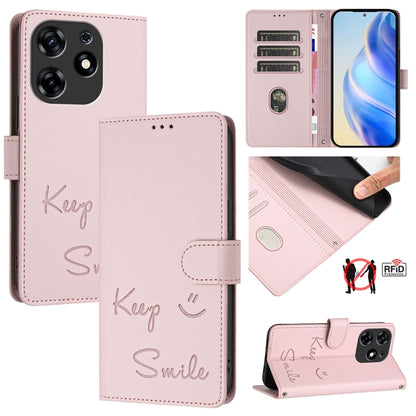 Smile Embossing RFID Leather Phone Case, For Tecno Camon 50 Pro 4G, For Tecno Camon 50 4G, For Tecno Spark Slim 5G, For Tecno Pop 10 / Infinix Smart 10 4G, For Tecno Camon 40 Pro 4G, For Tecno Camon 40 Premier, For Tecno Camon 40 4G                    ...