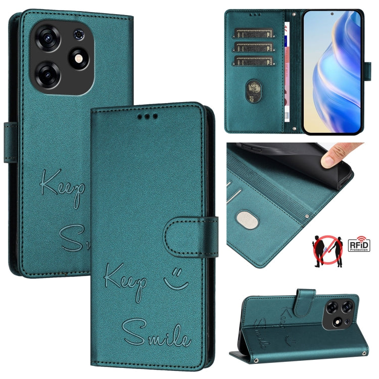 Smile Embossing RFID Leather Phone Case, For Tecno Camon 50 Pro 4G, For Tecno Camon 50 4G, For Tecno Spark Slim 5G, For Tecno Pop 10 / Infinix Smart 10 4G, For Tecno Camon 40 Pro 4G, For Tecno Camon 40 Premier, For Tecno Camon 40 4G                    ...
