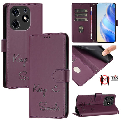 Smile Embossing RFID Leather Phone Case, For Tecno Camon 50 Pro 4G, For Tecno Camon 50 4G, For Tecno Spark Slim 5G, For Tecno Pop 10 / Infinix Smart 10 4G, For Tecno Camon 40 Pro 4G, For Tecno Camon 40 Premier, For Tecno Camon 40 4G                    ...