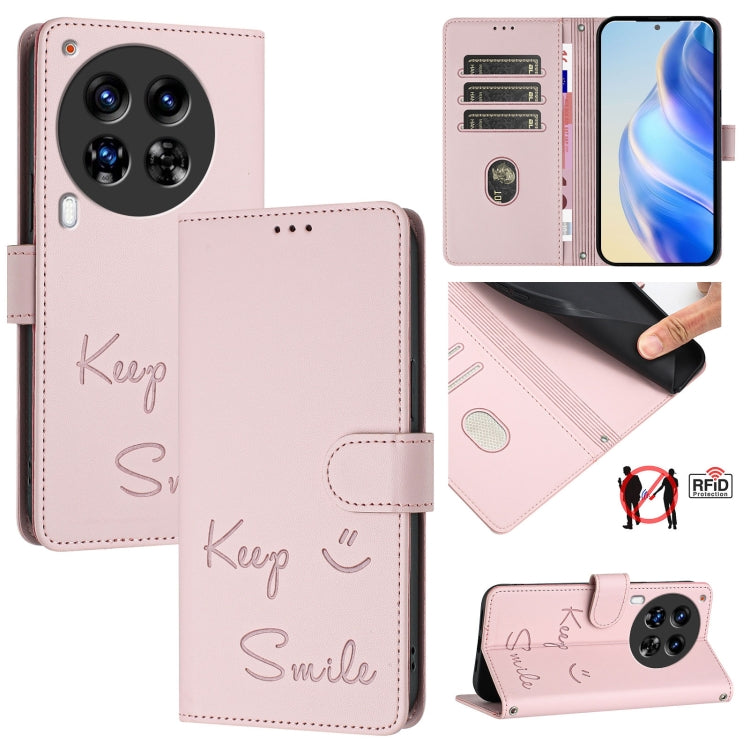 Smile Embossing RFID Leather Phone Case, For Tecno Camon 50 Pro 4G, For Tecno Camon 50 4G, For Tecno Spark Slim 5G, For Tecno Pop 10 / Infinix Smart 10 4G, For Tecno Camon 40 Pro 4G, For Tecno Camon 40 Premier, For Tecno Camon 40 4G                    ...