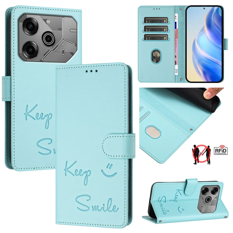 Smile Embossing RFID Leather Phone Case, For Tecno Camon 50 Pro 4G, For Tecno Camon 50 4G, For Tecno Spark Slim 5G, For Tecno Pop 10 / Infinix Smart 10 4G, For Tecno Camon 40 Pro 4G, For Tecno Camon 40 Premier, For Tecno Camon 40 4G                    ...