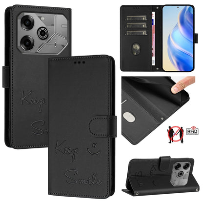 Smile Embossing RFID Leather Phone Case, For Tecno Camon 50 Pro 4G, For Tecno Camon 50 4G, For Tecno Spark Slim 5G, For Tecno Pop 10 / Infinix Smart 10 4G, For Tecno Camon 40 Pro 4G, For Tecno Camon 40 Premier, For Tecno Camon 40 4G                    ...