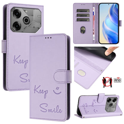 Smile Embossing RFID Leather Phone Case, For Tecno Camon 50 Pro 4G, For Tecno Camon 50 4G, For Tecno Spark Slim 5G, For Tecno Pop 10 / Infinix Smart 10 4G, For Tecno Camon 40 Pro 4G, For Tecno Camon 40 Premier, For Tecno Camon 40 4G                    ...