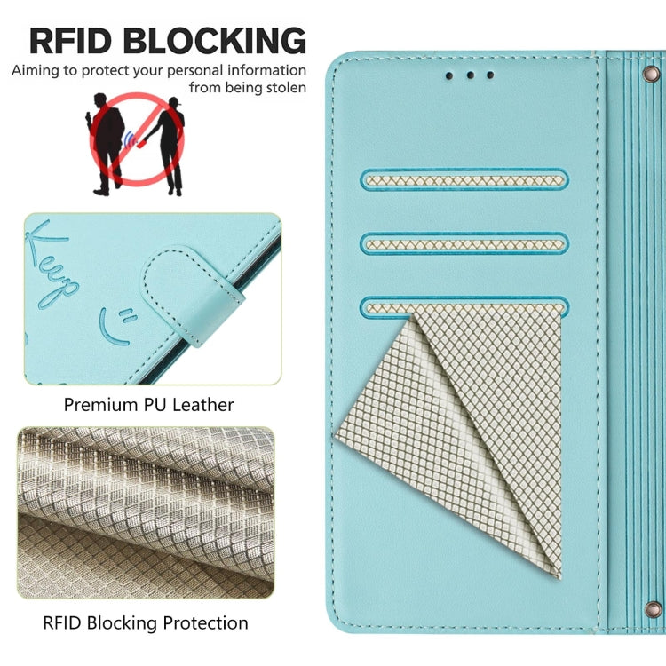 Smile Embossing RFID Leather Phone Case, For Tecno Pova 6 4G, For Tecno Pova 6 Pro / Pova 6 5G, For Tecno Camon 30 Pro 5G, For Tecno Camon 30 5G / 4G, For Tecno Spark 20 Pro+, For Tecno Spark 20 Pro, For Tecno Spark GO 2024 / Spark 20C, For Tecno Spark...