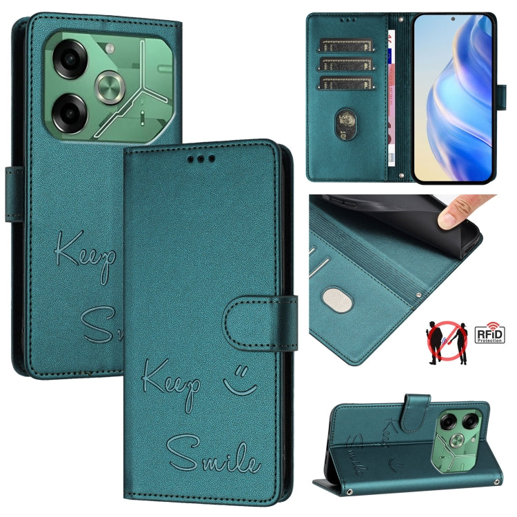 Smile Embossing RFID Leather Phone Case, For Tecno Pova 6 4G, For Tecno Pova 6 Pro / Pova 6 5G, For Tecno Camon 30 Pro 5G, For Tecno Camon 30 5G / 4G, For Tecno Spark 20 Pro+, For Tecno Spark 20 Pro, For Tecno Spark GO 2024 / Spark 20C, For Tecno Spark...
