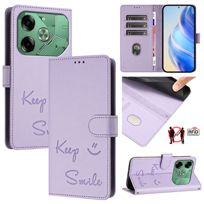 Smile Embossing RFID Leather Phone Case, For Tecno Pova 6 4G, For Tecno Pova 6 Pro / Pova 6 5G, For Tecno Camon 30 Pro 5G, For Tecno Camon 30 5G / 4G, For Tecno Spark 20 Pro+, For Tecno Spark 20 Pro, For Tecno Spark GO 2024 / Spark 20C, For Tecno Spark...