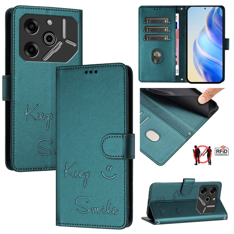 Smile Embossing RFID Leather Phone Case, For Tecno Pova 6 4G, For Tecno Pova 6 Pro / Pova 6 5G, For Tecno Camon 30 Pro 5G, For Tecno Camon 30 5G / 4G, For Tecno Spark 20 Pro+, For Tecno Spark 20 Pro, For Tecno Spark GO 2024 / Spark 20C, For Tecno Spark...