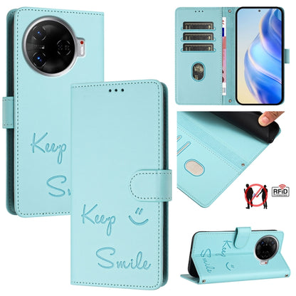 Smile Embossing RFID Leather Phone Case, For Tecno Pova 6 4G, For Tecno Pova 6 Pro / Pova 6 5G, For Tecno Camon 30 Pro 5G, For Tecno Camon 30 5G / 4G, For Tecno Spark 20 Pro+, For Tecno Spark 20 Pro, For Tecno Spark GO 2024 / Spark 20C, For Tecno Spark...