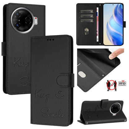 Smile Embossing RFID Leather Phone Case, For Tecno Pova 6 4G, For Tecno Pova 6 Pro / Pova 6 5G, For Tecno Camon 30 Pro 5G, For Tecno Camon 30 5G / 4G, For Tecno Spark 20 Pro+, For Tecno Spark 20 Pro, For Tecno Spark GO 2024 / Spark 20C, For Tecno Spark...