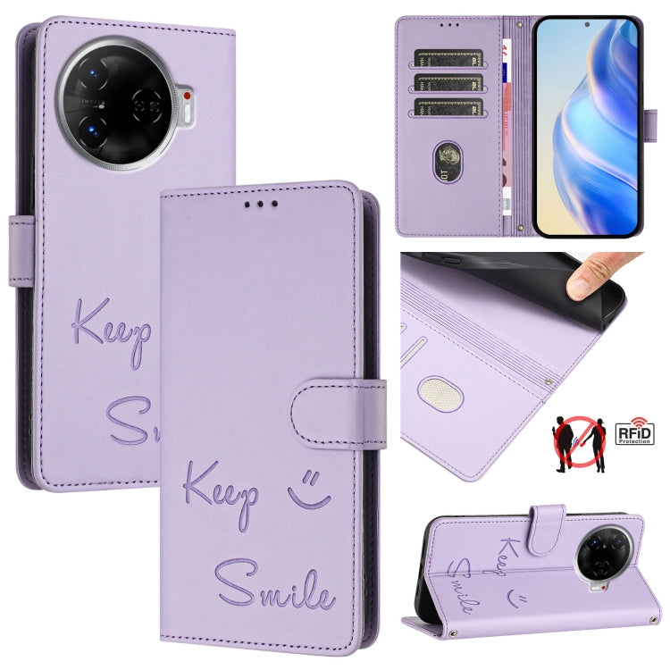 Smile Embossing RFID Leather Phone Case, For Tecno Pova 6 4G, For Tecno Pova 6 Pro / Pova 6 5G, For Tecno Camon 30 Pro 5G, For Tecno Camon 30 5G / 4G, For Tecno Spark 20 Pro+, For Tecno Spark 20 Pro, For Tecno Spark GO 2024 / Spark 20C, For Tecno Spark...