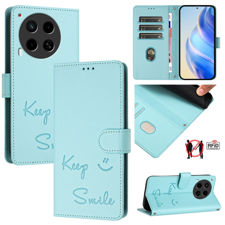 Smile Embossing RFID Leather Phone Case, For Tecno Pova 6 4G, For Tecno Pova 6 Pro / Pova 6 5G, For Tecno Camon 30 Pro 5G, For Tecno Camon 30 5G / 4G, For Tecno Spark 20 Pro+, For Tecno Spark 20 Pro, For Tecno Spark GO 2024 / Spark 20C, For Tecno Spark...