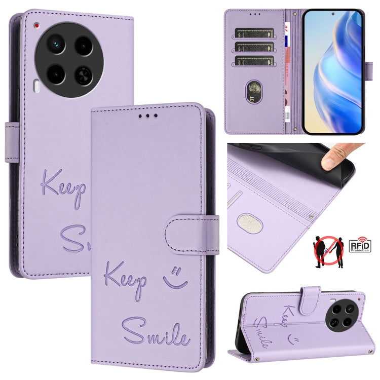 Smile Embossing RFID Leather Phone Case, For Tecno Pova 6 4G, For Tecno Pova 6 Pro / Pova 6 5G, For Tecno Camon 30 Pro 5G, For Tecno Camon 30 5G / 4G, For Tecno Spark 20 Pro+, For Tecno Spark 20 Pro, For Tecno Spark GO 2024 / Spark 20C, For Tecno Spark...