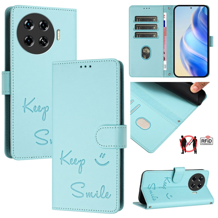 Smile Embossing RFID Leather Phone Case, For Tecno Pova 6 4G, For Tecno Pova 6 Pro / Pova 6 5G, For Tecno Camon 30 Pro 5G, For Tecno Camon 30 5G / 4G, For Tecno Spark 20 Pro+, For Tecno Spark 20 Pro, For Tecno Spark GO 2024 / Spark 20C, For Tecno Spark...