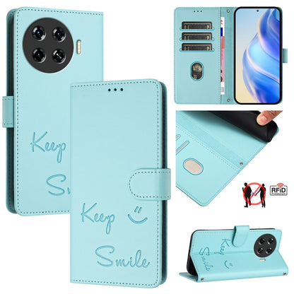 Smile Embossing RFID Leather Phone Case, For Tecno Pova 6 4G, For Tecno Pova 6 Pro / Pova 6 5G, For Tecno Camon 30 Pro 5G, For Tecno Camon 30 5G / 4G, For Tecno Spark 20 Pro+, For Tecno Spark 20 Pro, For Tecno Spark GO 2024 / Spark 20C, For Tecno Spark...