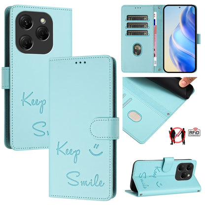 Smile Embossing RFID Leather Phone Case, For Tecno Pova 6 4G, For Tecno Pova 6 Pro / Pova 6 5G, For Tecno Camon 30 Pro 5G, For Tecno Camon 30 5G / 4G, For Tecno Spark 20 Pro+, For Tecno Spark 20 Pro, For Tecno Spark GO 2024 / Spark 20C, For Tecno Spark...