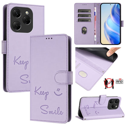 Smile Embossing RFID Leather Phone Case, For Tecno Pova 6 4G, For Tecno Pova 6 Pro / Pova 6 5G, For Tecno Camon 30 Pro 5G, For Tecno Camon 30 5G / 4G, For Tecno Spark 20 Pro+, For Tecno Spark 20 Pro, For Tecno Spark GO 2024 / Spark 20C, For Tecno Spark...