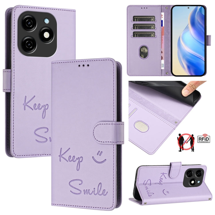 Smile Embossing RFID Leather Phone Case, For Tecno Pova 6 4G, For Tecno Pova 6 Pro / Pova 6 5G, For Tecno Camon 30 Pro 5G, For Tecno Camon 30 5G / 4G, For Tecno Spark 20 Pro+, For Tecno Spark 20 Pro, For Tecno Spark GO 2024 / Spark 20C, For Tecno Spark...