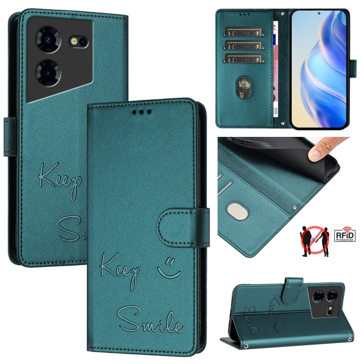 Smile Embossing RFID Leather Phone Case, For Tecno Pova 6 4G, For Tecno Pova 6 Pro / Pova 6 5G, For Tecno Camon 30 Pro 5G, For Tecno Camon 30 5G / 4G, For Tecno Spark 20 Pro+, For Tecno Spark 20 Pro, For Tecno Spark GO 2024 / Spark 20C, For Tecno Spark...