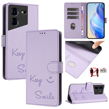 Smile Embossing RFID Leather Phone Case, For Tecno Pova 6 4G, For Tecno Pova 6 Pro / Pova 6 5G, For Tecno Camon 30 Pro 5G, For Tecno Camon 30 5G / 4G, For Tecno Spark 20 Pro+, For Tecno Spark 20 Pro, For Tecno Spark GO 2024 / Spark 20C, For Tecno Spark...