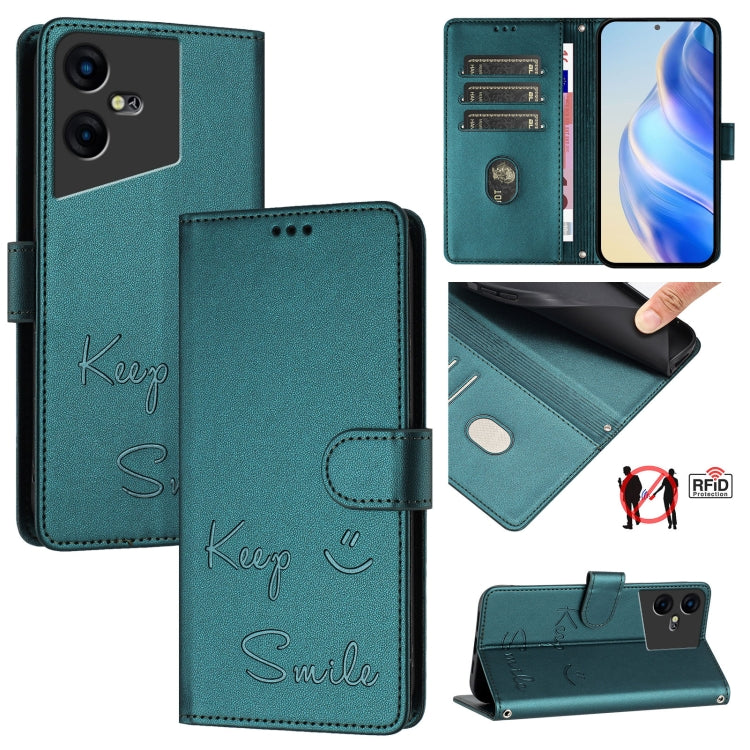 Smile Embossing RFID Leather Phone Case, For Tecno Pova 6 4G, For Tecno Pova 6 Pro / Pova 6 5G, For Tecno Camon 30 Pro 5G, For Tecno Camon 30 5G / 4G, For Tecno Spark 20 Pro+, For Tecno Spark 20 Pro, For Tecno Spark GO 2024 / Spark 20C, For Tecno Spark...