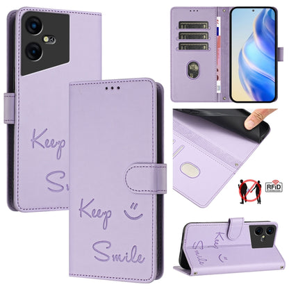 Smile Embossing RFID Leather Phone Case, For Tecno Pova 6 4G, For Tecno Pova 6 Pro / Pova 6 5G, For Tecno Camon 30 Pro 5G, For Tecno Camon 30 5G / 4G, For Tecno Spark 20 Pro+, For Tecno Spark 20 Pro, For Tecno Spark GO 2024 / Spark 20C, For Tecno Spark...