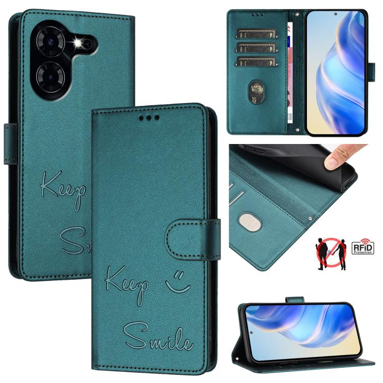 Smile Embossing RFID Leather Phone Case, For Tecno Pova 6 4G, For Tecno Pova 6 Pro / Pova 6 5G, For Tecno Camon 30 Pro 5G, For Tecno Camon 30 5G / 4G, For Tecno Spark 20 Pro+, For Tecno Spark 20 Pro, For Tecno Spark GO 2024 / Spark 20C, For Tecno Spark...