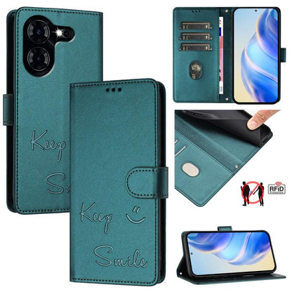 Smile Embossing RFID Leather Phone Case, For Tecno Pova 6 4G, For Tecno Pova 6 Pro / Pova 6 5G, For Tecno Camon 30 Pro 5G, For Tecno Camon 30 5G / 4G, For Tecno Spark 20 Pro+, For Tecno Spark 20 Pro, For Tecno Spark GO 2024 / Spark 20C, For Tecno Spark...