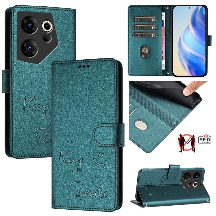 Smile Embossing RFID Leather Phone Case, For Tecno Pova 6 4G, For Tecno Pova 6 Pro / Pova 6 5G, For Tecno Camon 30 Pro 5G, For Tecno Camon 30 5G / 4G, For Tecno Spark 20 Pro+, For Tecno Spark 20 Pro, For Tecno Spark GO 2024 / Spark 20C, For Tecno Spark...