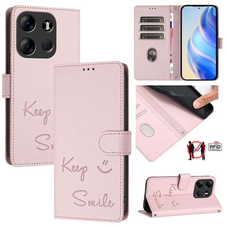 Smile Embossing RFID Leather Phone Case, For Tecno Pova 6 4G, For Tecno Pova 6 Pro / Pova 6 5G, For Tecno Camon 30 Pro 5G, For Tecno Camon 30 5G / 4G, For Tecno Spark 20 Pro+, For Tecno Spark 20 Pro, For Tecno Spark GO 2024 / Spark 20C, For Tecno Spark...
