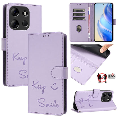 Smile Embossing RFID Leather Phone Case, For Tecno Pova 6 4G, For Tecno Pova 6 Pro / Pova 6 5G, For Tecno Camon 30 Pro 5G, For Tecno Camon 30 5G / 4G, For Tecno Spark 20 Pro+, For Tecno Spark 20 Pro, For Tecno Spark GO 2024 / Spark 20C, For Tecno Spark...