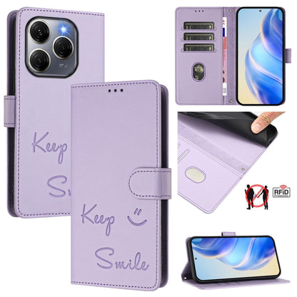 Smile Embossing RFID Leather Phone Case, For Tecno Camon 50 Pro 4G, For Tecno Camon 50 4G, For Tecno Spark Slim 5G, For Tecno Pop 10 / Infinix Smart 10 4G, For Tecno Camon 40 Pro 4G, For Tecno Camon 40 Premier, For Tecno Camon 40 4G                    ...