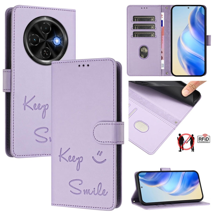 Smile Embossing RFID Leather Phone Case, For Tecno Camon 50 Pro 4G, For Tecno Camon 50 4G, For Tecno Spark Slim 5G, For Tecno Pop 10 / Infinix Smart 10 4G, For Tecno Camon 40 Pro 4G, For Tecno Camon 40 Premier, For Tecno Camon 40 4G                    ...