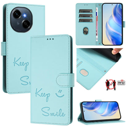 Smile Embossing RFID Leather Phone Case, For Tecno Camon 50 Pro 4G, For Tecno Camon 50 4G, For Tecno Spark Slim 5G, For Tecno Pop 10 / Infinix Smart 10 4G, For Tecno Camon 40 Pro 4G, For Tecno Camon 40 Premier, For Tecno Camon 40 4G                    ...
