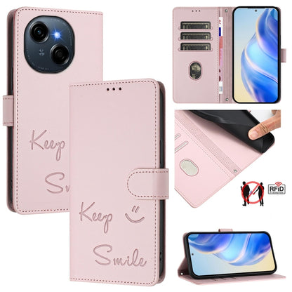 Smile Embossing RFID Leather Phone Case, For Tecno Camon 50 Pro 4G, For Tecno Camon 50 4G, For Tecno Spark Slim 5G, For Tecno Pop 10 / Infinix Smart 10 4G, For Tecno Camon 40 Pro 4G, For Tecno Camon 40 Premier, For Tecno Camon 40 4G                    ...
