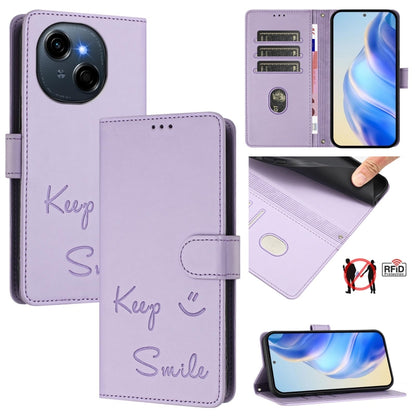 Smile Embossing RFID Leather Phone Case, For Tecno Camon 50 Pro 4G, For Tecno Camon 50 4G, For Tecno Spark Slim 5G, For Tecno Pop 10 / Infinix Smart 10 4G, For Tecno Camon 40 Pro 4G, For Tecno Camon 40 Premier, For Tecno Camon 40 4G                    ...