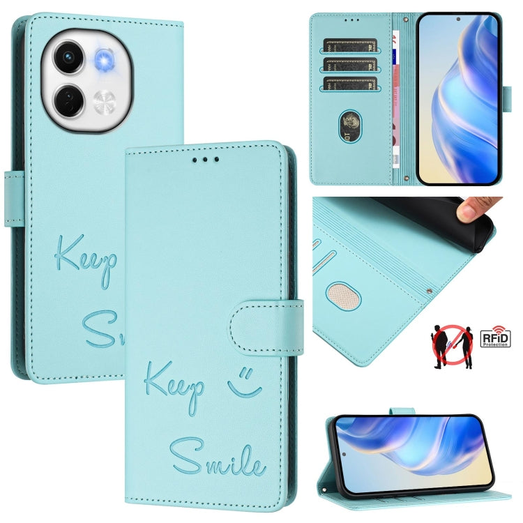 Smile Embossing RFID Leather Phone Case, For Tecno Camon 50 Pro 4G, For Tecno Camon 50 4G, For Tecno Spark Slim 5G, For Tecno Pop 10 / Infinix Smart 10 4G, For Tecno Camon 40 Pro 4G, For Tecno Camon 40 Premier, For Tecno Camon 40 4G                    ...