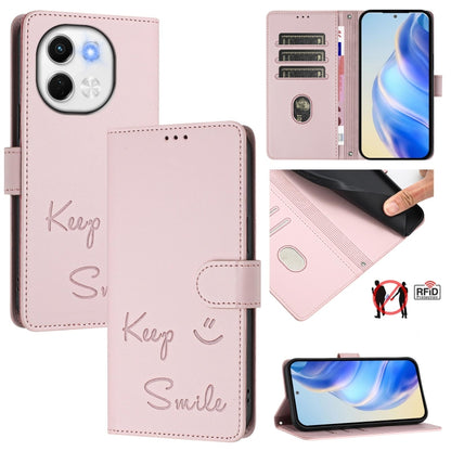 Smile Embossing RFID Leather Phone Case, For Tecno Camon 50 Pro 4G, For Tecno Camon 50 4G, For Tecno Spark Slim 5G, For Tecno Pop 10 / Infinix Smart 10 4G, For Tecno Camon 40 Pro 4G, For Tecno Camon 40 Premier, For Tecno Camon 40 4G                    ...