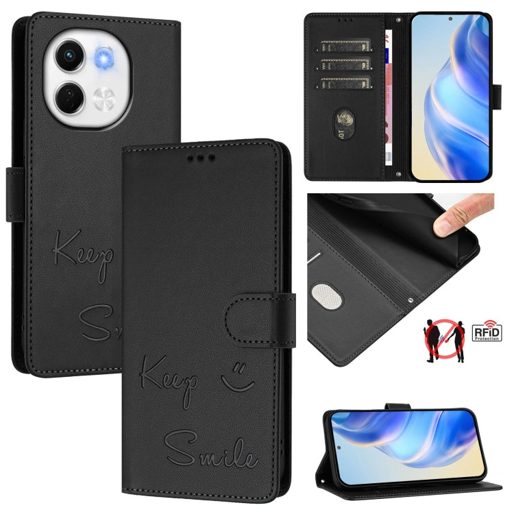 Smile Embossing RFID Leather Phone Case, For Tecno Camon 50 Pro 4G, For Tecno Camon 50 4G, For Tecno Spark Slim 5G, For Tecno Pop 10 / Infinix Smart 10 4G, For Tecno Camon 40 Pro 4G, For Tecno Camon 40 Premier, For Tecno Camon 40 4G                    ...