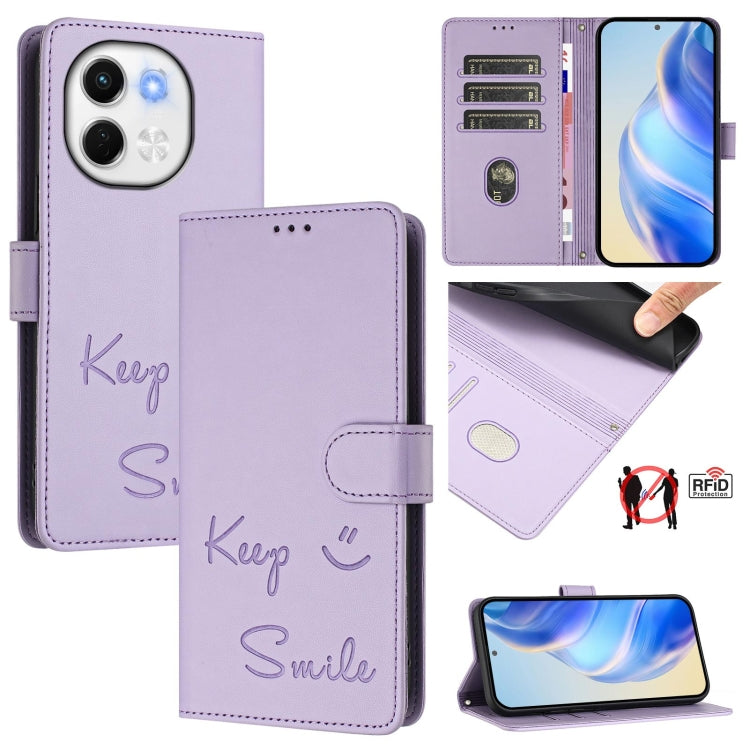 Smile Embossing RFID Leather Phone Case, For Tecno Camon 50 Pro 4G, For Tecno Camon 50 4G, For Tecno Spark Slim 5G, For Tecno Pop 10 / Infinix Smart 10 4G, For Tecno Camon 40 Pro 4G, For Tecno Camon 40 Premier, For Tecno Camon 40 4G                    ...