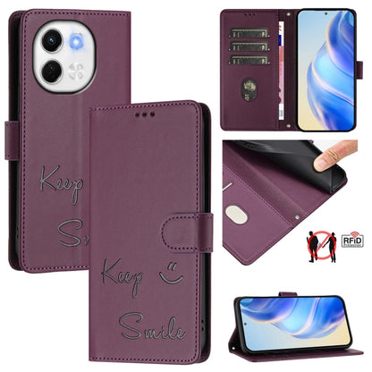 Smile Embossing RFID Leather Phone Case, For Tecno Camon 50 Pro 4G, For Tecno Camon 50 4G, For Tecno Spark Slim 5G, For Tecno Pop 10 / Infinix Smart 10 4G, For Tecno Camon 40 Pro 4G, For Tecno Camon 40 Premier, For Tecno Camon 40 4G                    ...