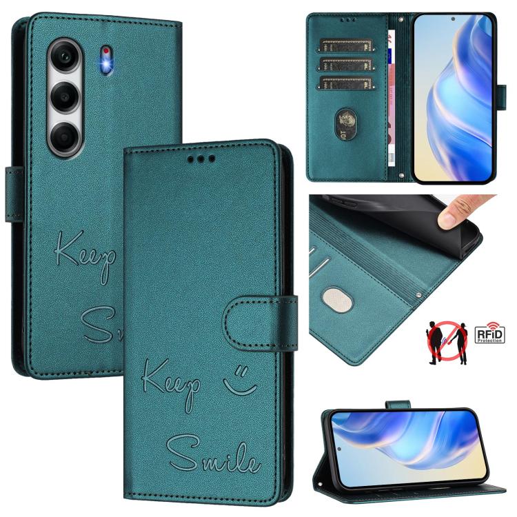 Smile Embossing RFID Leather Phone Case, For Tecno Camon 50 Pro 4G, For Tecno Camon 50 4G, For Tecno Spark Slim 5G, For Tecno Pop 10 / Infinix Smart 10 4G, For Tecno Camon 40 Pro 4G, For Tecno Camon 40 Premier, For Tecno Camon 40 4G                    ...