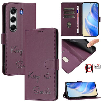 Smile Embossing RFID Leather Phone Case, For Tecno Camon 50 Pro 4G, For Tecno Camon 50 4G, For Tecno Spark Slim 5G, For Tecno Pop 10 / Infinix Smart 10 4G, For Tecno Camon 40 Pro 4G, For Tecno Camon 40 Premier, For Tecno Camon 40 4G                    ...