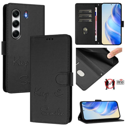 Smile Embossing RFID Leather Phone Case, For Tecno Camon 50 Pro 4G, For Tecno Camon 50 4G, For Tecno Spark Slim 5G, For Tecno Pop 10 / Infinix Smart 10 4G, For Tecno Camon 40 Pro 4G, For Tecno Camon 40 Premier, For Tecno Camon 40 4G                    ...